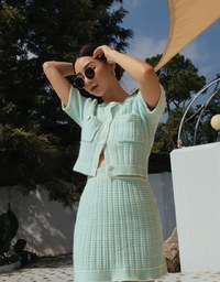 Tweed Style Knit Mini Skirt