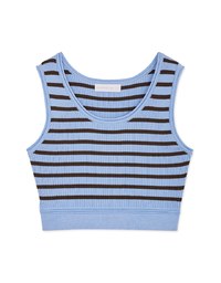 Color Striped Crop Knit Tank Top