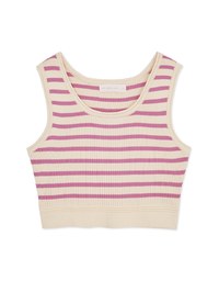 Color Striped Crop Knit Tank Top