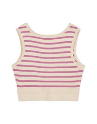 Color Striped Crop Knit Tank Top