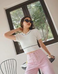 Simple Plain Textured Knit Top