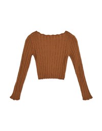 Wavy Edge Long Sleeve Knit Top