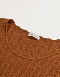 Wavy Edge Long Sleeve Knit Top