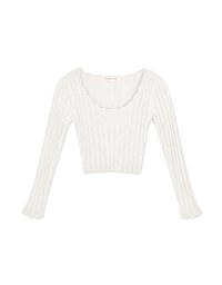 Wavy Edge Long Sleeve Knit Top