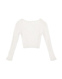 Wavy Edge Long Sleeve Knit Top