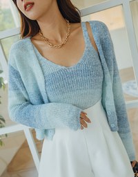 Ombré Buttoned Two Piece Knit Top