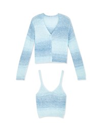 Ombré Buttoned Two Piece Knit Top