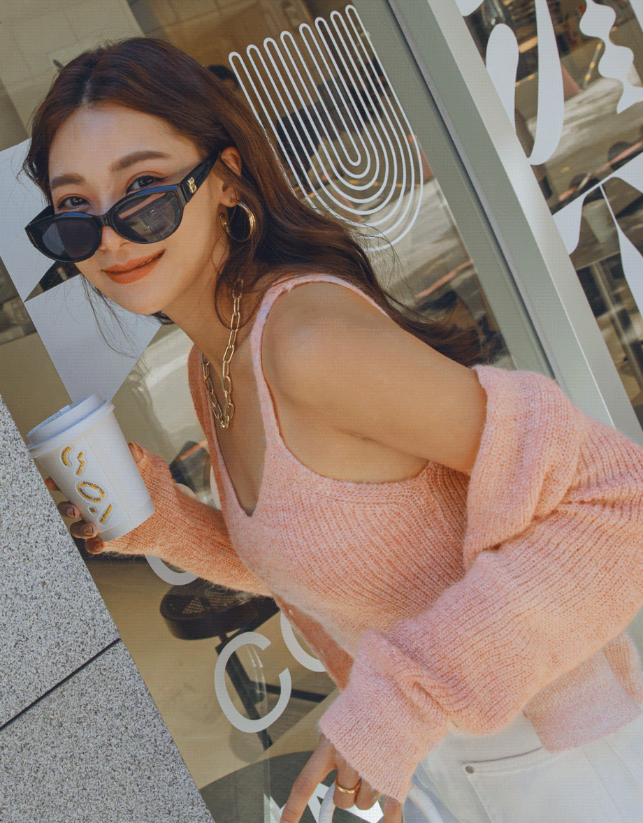 Ombré Buttoned Two Piece Knit Top