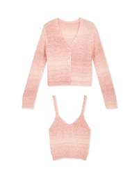 Ombré Buttoned Two Piece Knit Top