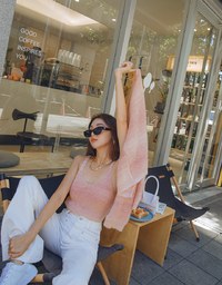 Ombré Buttoned Two Piece Knit Top
