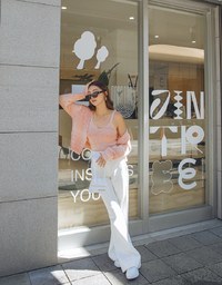 Ombré Buttoned Two Piece Knit Top