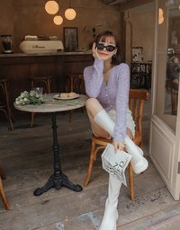 V Neck Buttoned Pastel Knit Top