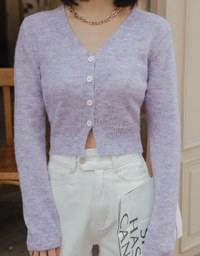 V Neck Buttoned Pastel Knit Top