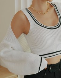 Colour Contrast Edge Two Piece Knit Top