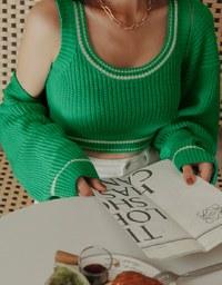 Colour Contrast Edge Two Piece Knit Top