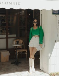 Colour Contrast Edge Two Piece Knit Top