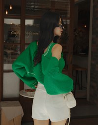 Colour Contrast Edge Two Piece Knit Top