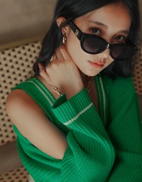 Colour Contrast Edge Two Piece Knit Top