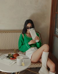 Colour Contrast Edge Two Piece Knit Top