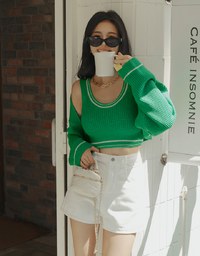 Colour Contrast Edge Two Piece Knit Top