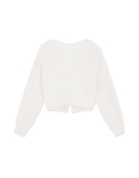 V Neck Gold Button Shoulder Padded Sweater