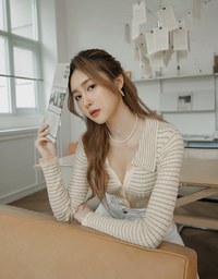 Lapel Collar Striped Button Down Crop Knit Top