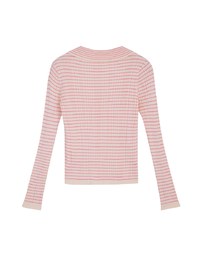 Lapel Collar Striped Button Down Crop Knit Top