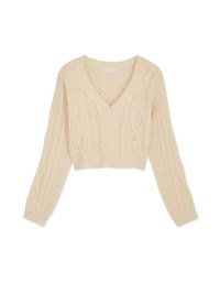 Twisted V Neck Knit Sweater