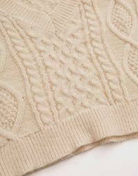 Twisted V Neck Knit Sweater