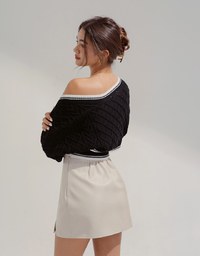 [I'M Meme] Contrast Color Two-Piece Knit Top