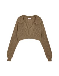 Textured Chunky Crochet Lapel Crop Top