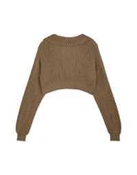 Textured Chunky Crochet Lapel Crop Top