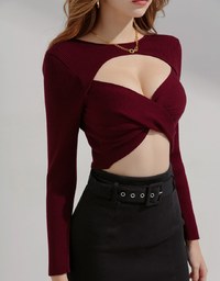 2Way Twist Knot Knit Short Top