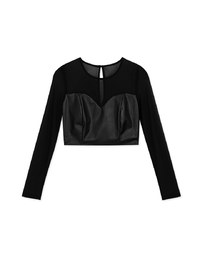 Peach Heart Faux Leather Crop Top