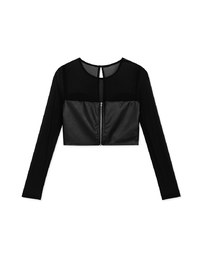 Peach Heart Faux Leather Crop Top