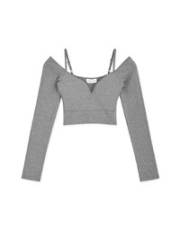 【Warm↑ Up】Light Velvet V-Neck Short Version Of Fever Bra Top