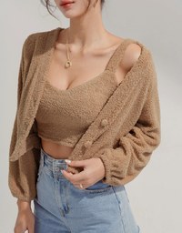 [I'M Meme] V-Neck Cropped Top (With Padding)