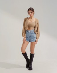 [I'M Meme] V-Neck Cropped Top (With Padding)