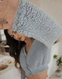 V-Neck Button-Down Crop Loose Top