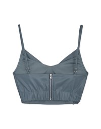 V Neck Overlapped Faux Leather Tank Top