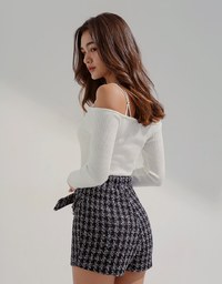 Chic Style Tweed Buckled Skirt