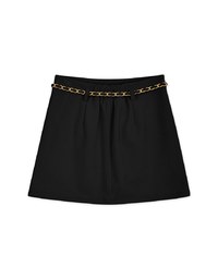 Tweed Gold Chain A-Line Skirt (With Belt)