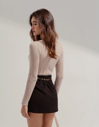 Tweed Gold Chain A-Line Skirt (With Belt)