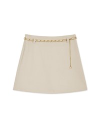 Tweed Gold Chain A-Line Skirt (With Belt)