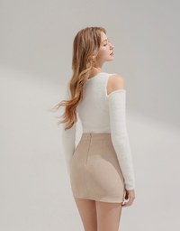 360°Skinny Pleated Line Suede Skorts