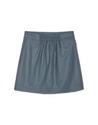 Side Button Slit Faux Leather Skirt
