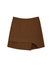 Overlapping Curved Slit Tweed Skirt