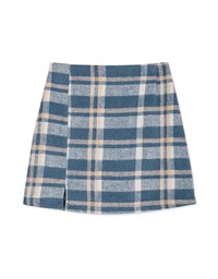 Checked Tweed Slit Skirt
