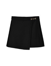 Silver Ring Asymmetrical Faux Leather Skorts