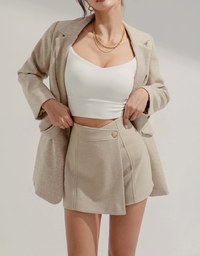 Plain Cotton One-Piece Drawstring Skorts